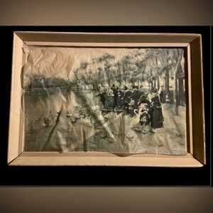 Vintage Framed Art ~ The Brown Shop ~ Signed